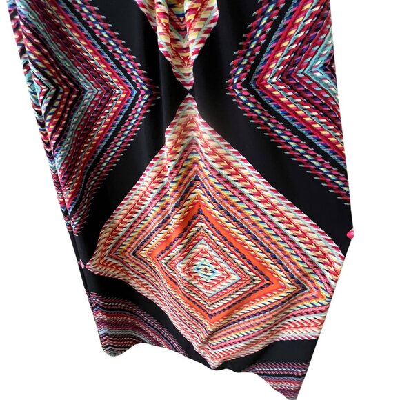 Chicos Geometric Print Sleeveless Maxi Dress 2 Draped Neckline Colorful Tribal - Picture 6 of 16